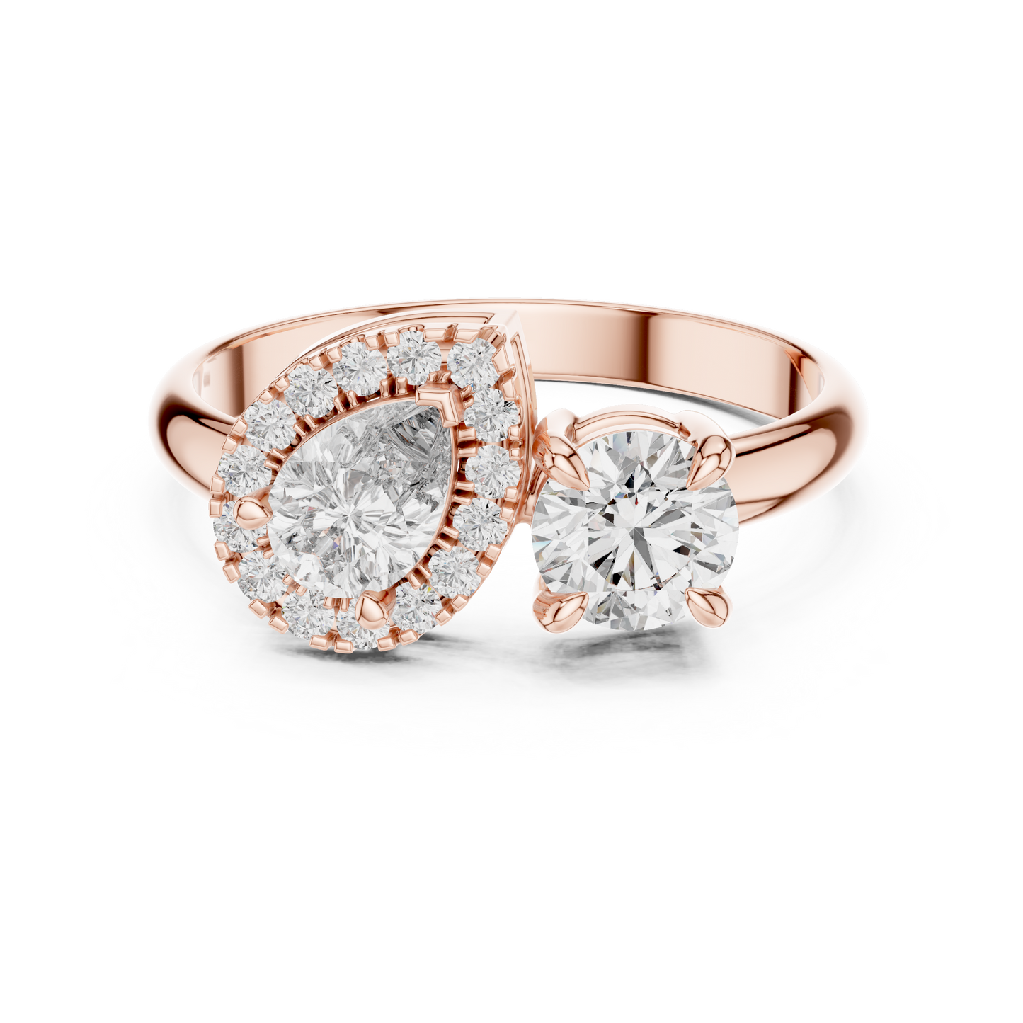 Pear Halo And Round Toi Et Moi Engagement Ring 1.15 CTW