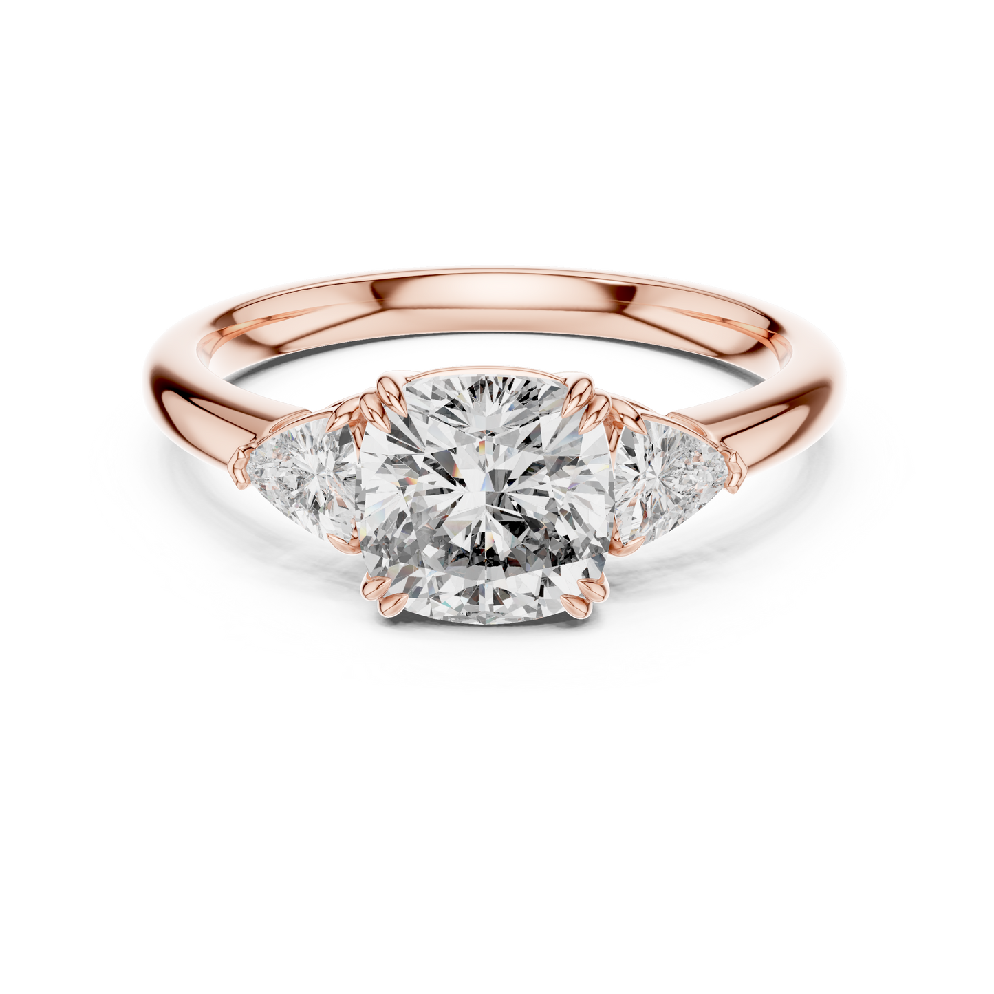 Classic Radiant Center With Trillion Side Engagement Ring 2.09 CTW