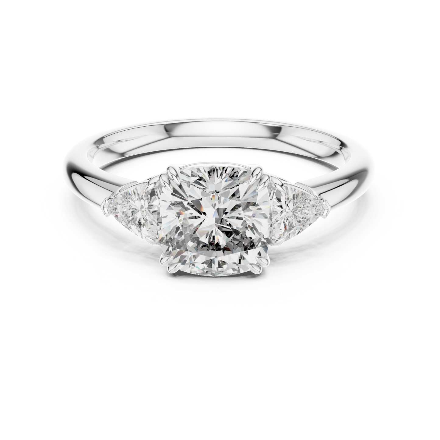 Classic Radiant Center With Trillion Side Engagement Ring 2.09 CTW