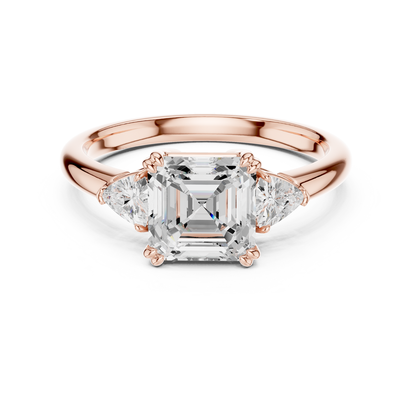 Classic Asscher Center With Trillion Side Engagement Ring 2.4 CTW