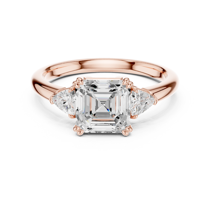 Classic Asscher Center With Trillion Side Engagement Ring 2.4 CTW