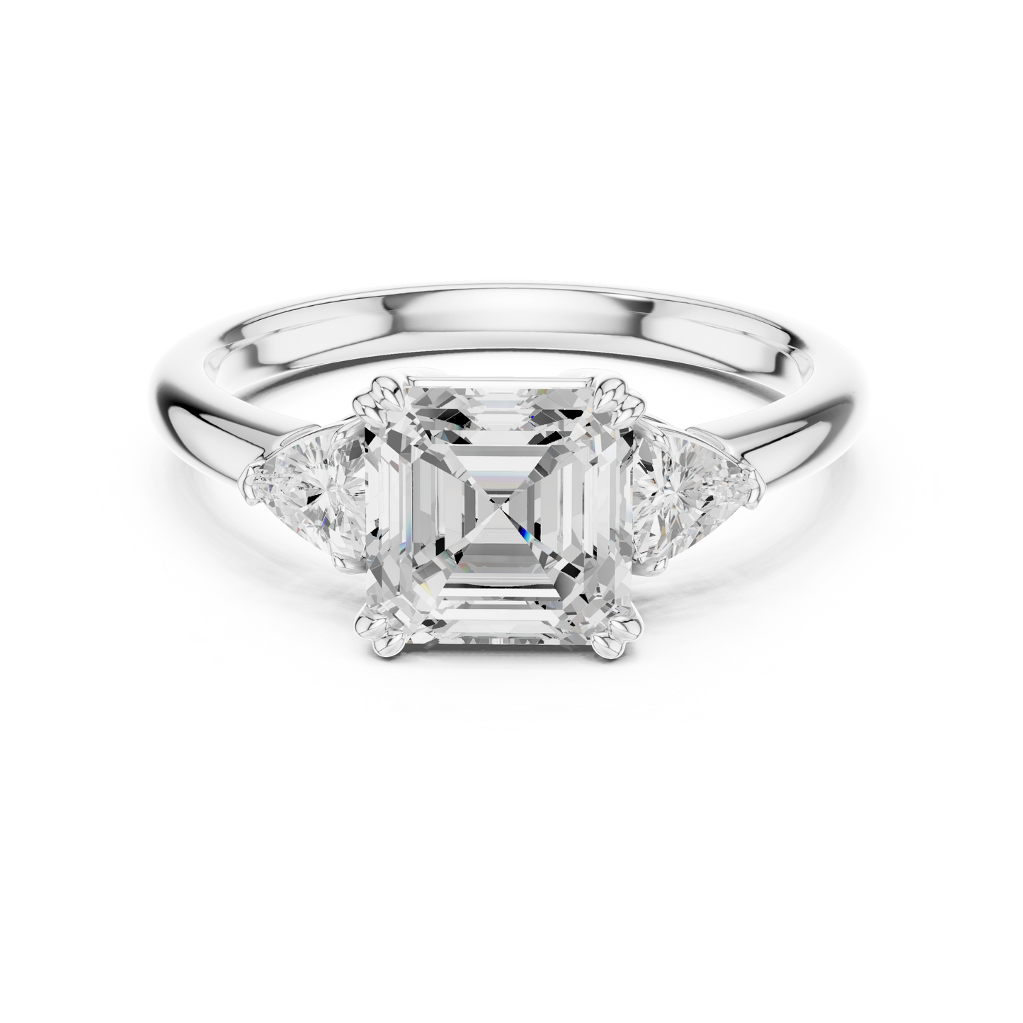 Classic Asscher Center With Trillion Side Engagement Ring 2.4 CTW