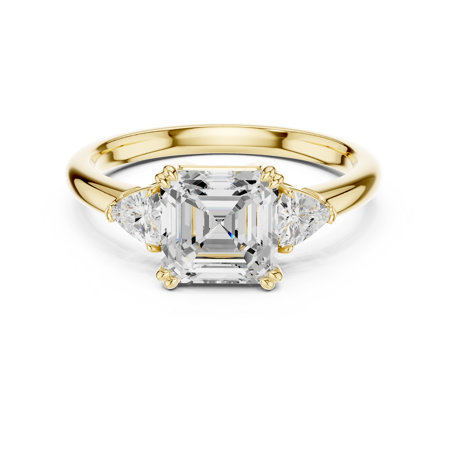 Classic Asscher Center With Trillion Side Engagement Ring 2.4 CTW