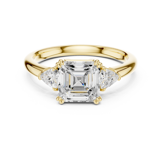 Classic Asscher Center With Trillion Side Engagement Ring 2.4 CTW