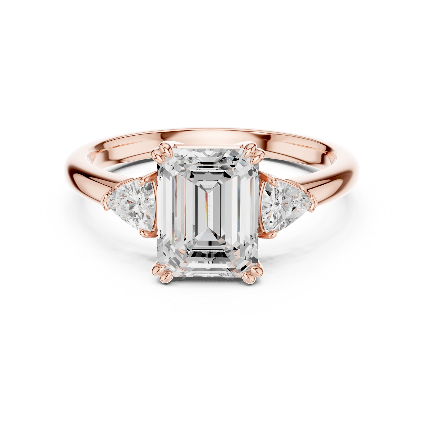 Classic Emerald Center With Trillion Side Engagement Ring 2.4 CTW