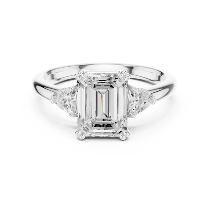 Classic Emerald Center With Trillion Side Engagement Ring 2.4 CTW