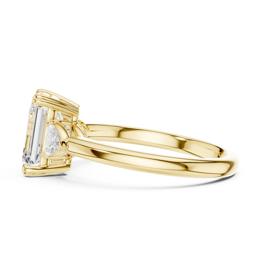 Classic Emerald Center With Trillion Side Engagement Ring 2.4 CTW