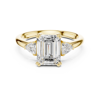 Classic Emerald Center With Trillion Side Engagement Ring 2.4 CTW