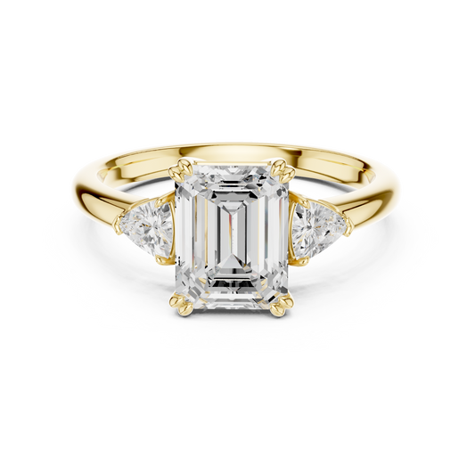 Classic Emerald Center With Trillion Side Engagement Ring 2.4 CTW