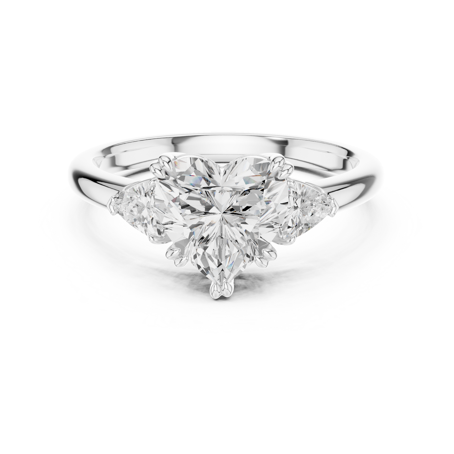 Classic Heart Center With Trillion Side Engagement Ring 2.4 CTW