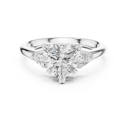 Classic Heart Center With Trillion Side Engagement Ring 2.4 CTW