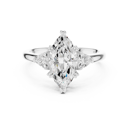 Classic Marquise Center Trillion Accent Engagement Ring 2.4 CTW