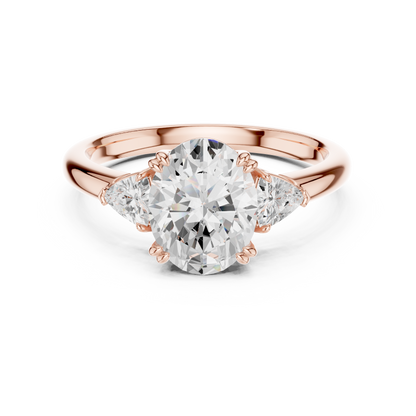 Classic Oval Center Pear Accent Engagement Ring 2.4 CTW