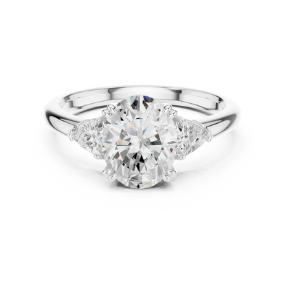 Classic Oval Center Pear Accent Engagement Ring 2.4 CTW
