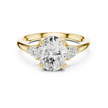 Classic Oval Center Pear Accent Engagement Ring 2.4 CTW