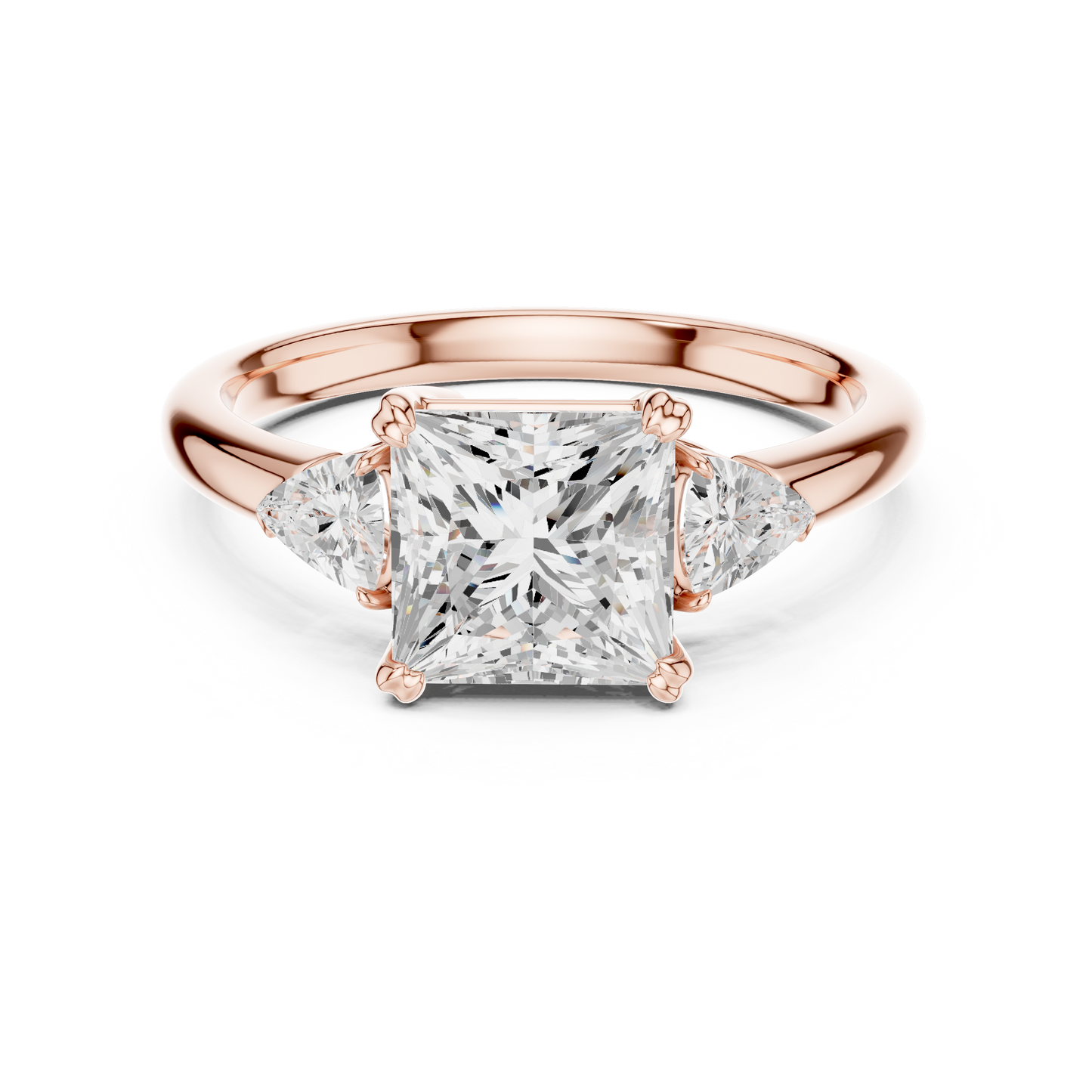 Classic Princess Center Pear Accent Engagement Ring 2.4 CTW