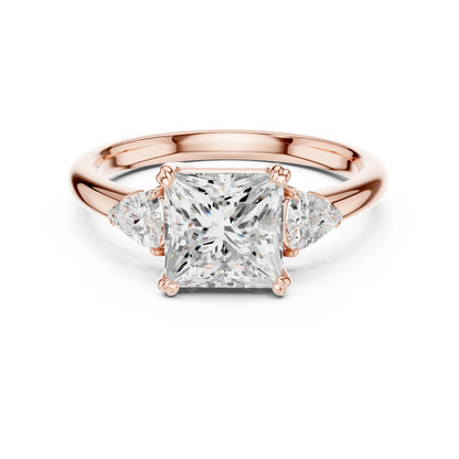 Classic Princess Center Pear Accent Engagement Ring 2.4 CTW