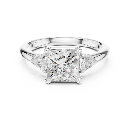 Classic Princess Center Pear Accent Engagement Ring 2.4 CTW