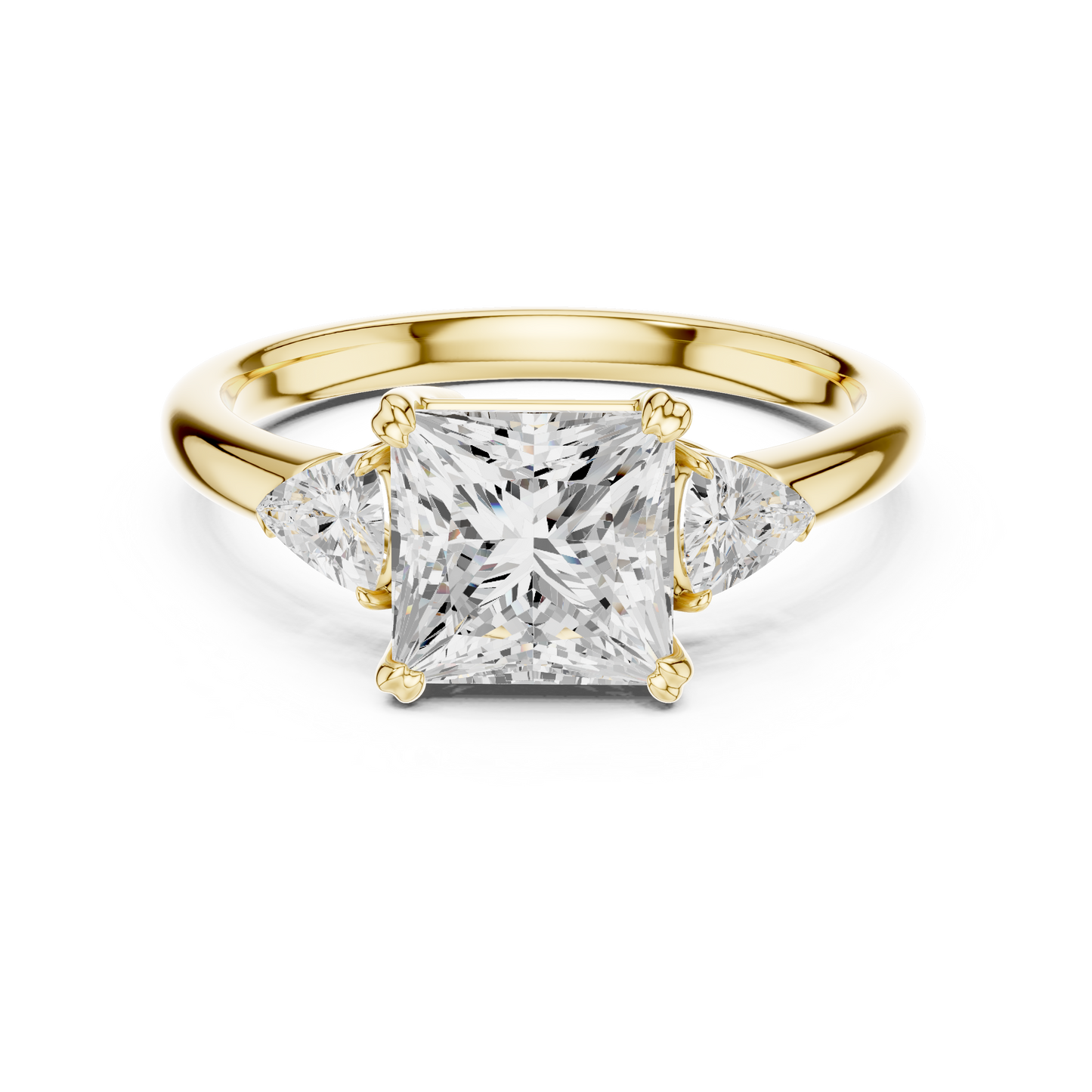 Classic Princess Center Pear Accent Engagement Ring 2.4 CTW
