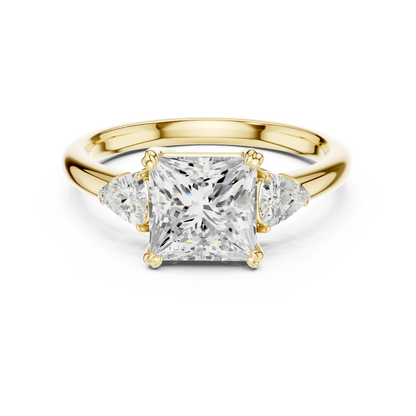 Classic Princess Center Pear Accent Engagement Ring 2.4 CTW