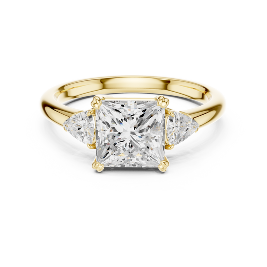 Classic Princess Center Pear Accent Engagement Ring 2.4 CTW