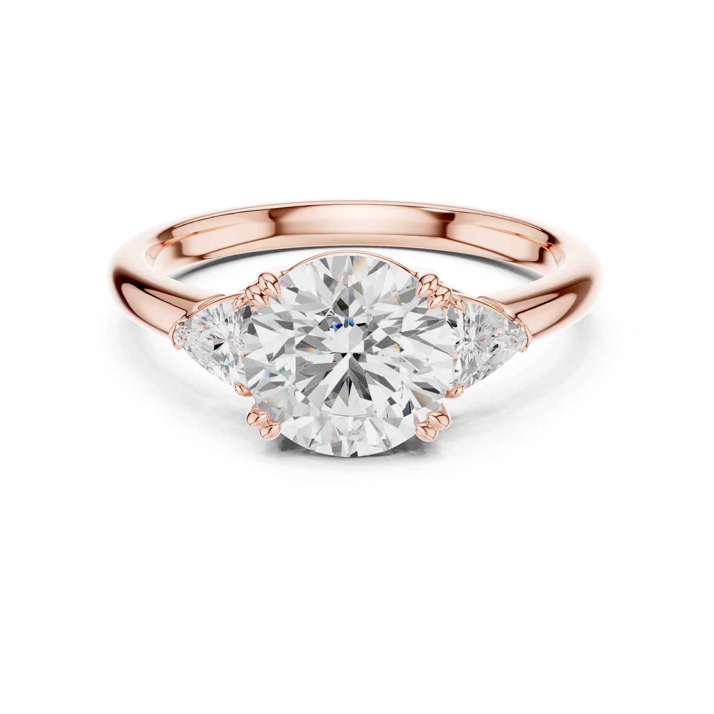 Classic Round Center Pear Accent Engagement Ring 2.4 CTW