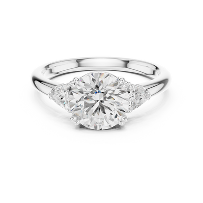 Classic Round Center Pear Accent Engagement Ring 2.4 CTW