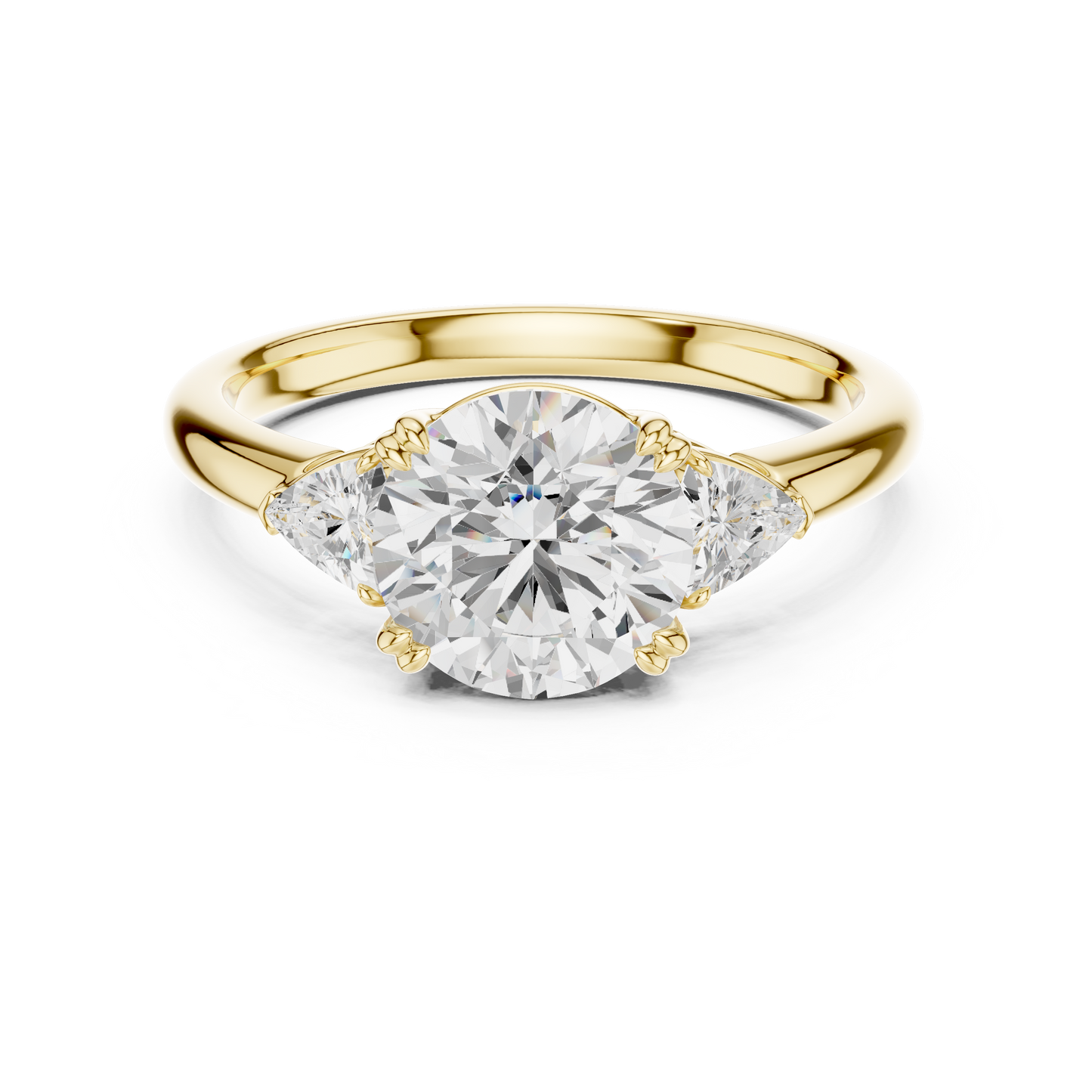 Classic Round Center Pear Accent Engagement Ring 2.4 CTW