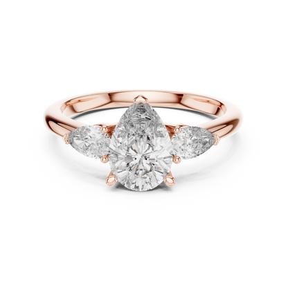 Pear Cut Three Stone Diamond Engagement Ring 1.5 CTW