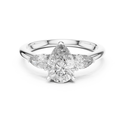 Pear Cut Three Stone Diamond Engagement Ring 1.5 CTW