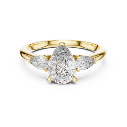 Pear Cut Three Stone Diamond Engagement Ring 1.5 CTW