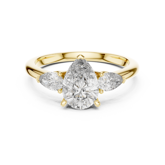 Pear Cut Three Stone Diamond Engagement Ring 1.5 CTW