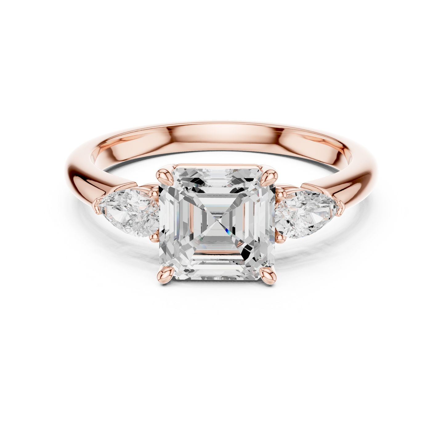 Asscher Cut Three Stone Diamond Engagement Ring 2.5 CTW