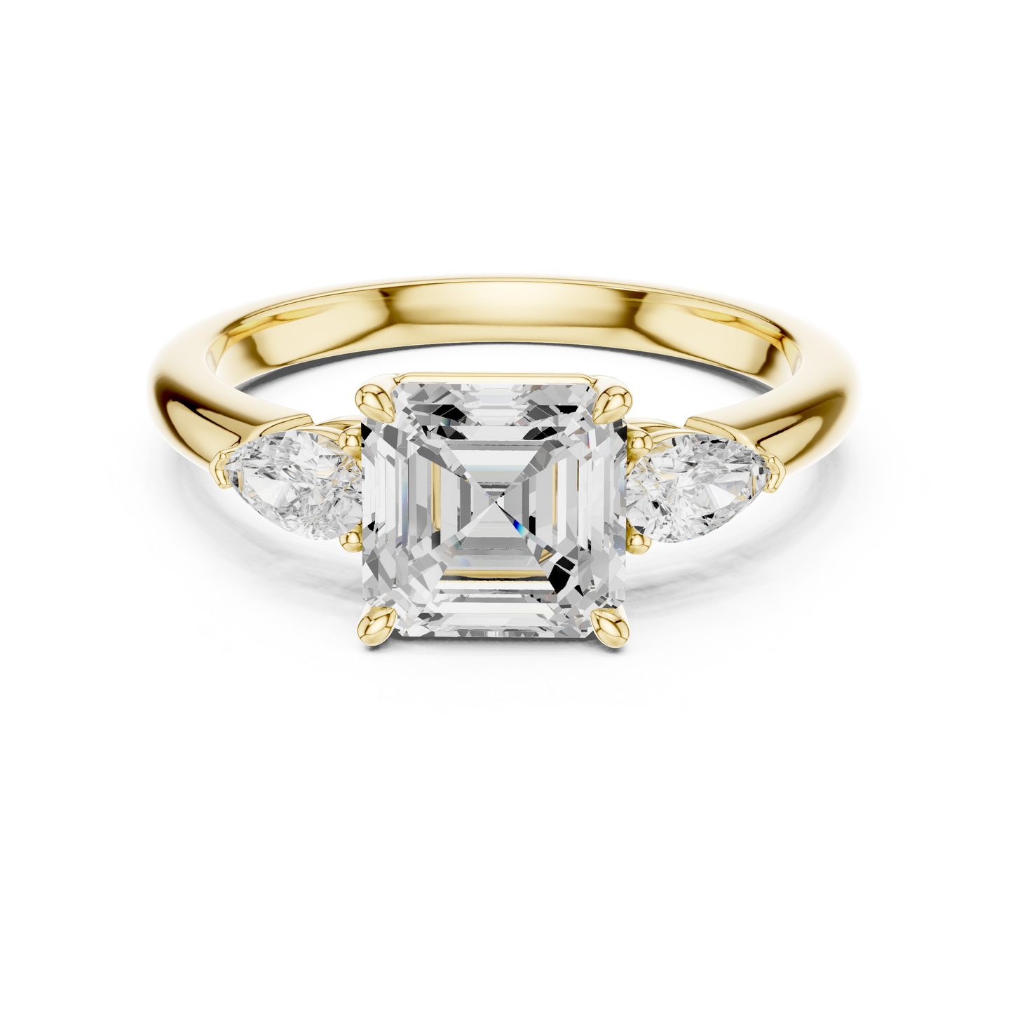 Asscher Cut Three Stone Diamond Engagement Ring 2.5 CTW