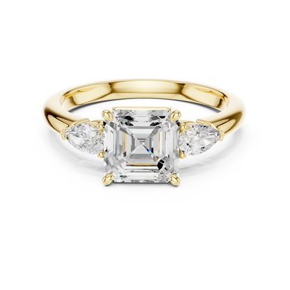 Asscher Cut Three Stone Diamond Engagement Ring 2.5 CTW