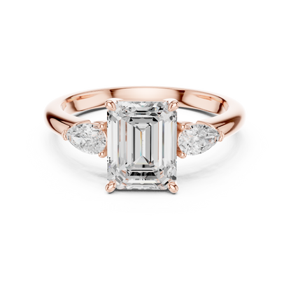 Emerald Cut Three Stone Diamond Engagement Ring 2.5 CTW