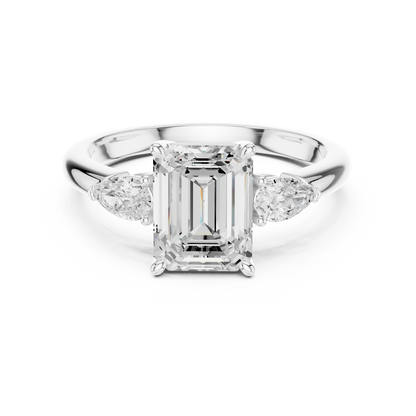 Emerald Cut Three Stone Diamond Engagement Ring 2.5 CTW