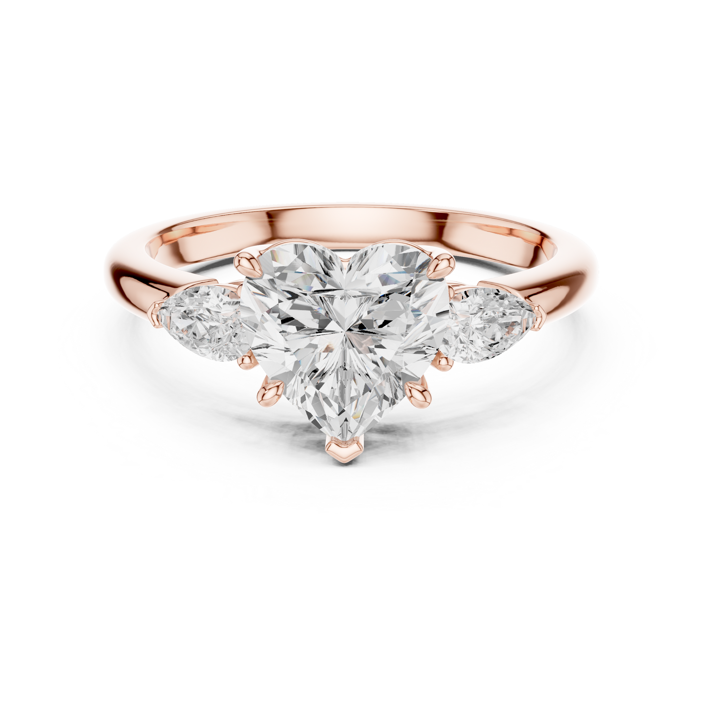 Heart Shape Three Stone Diamond Engagement Ring 2.5 CTW