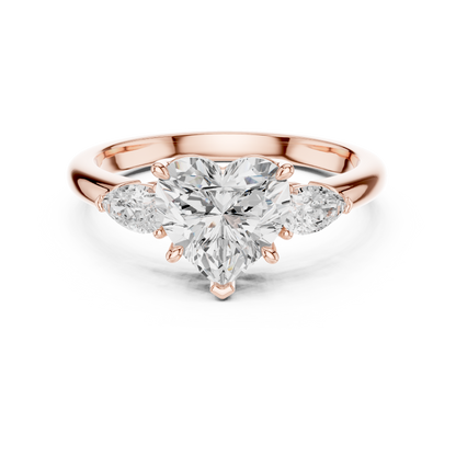 Heart Shape Three Stone Diamond Engagement Ring 2.5 CTW