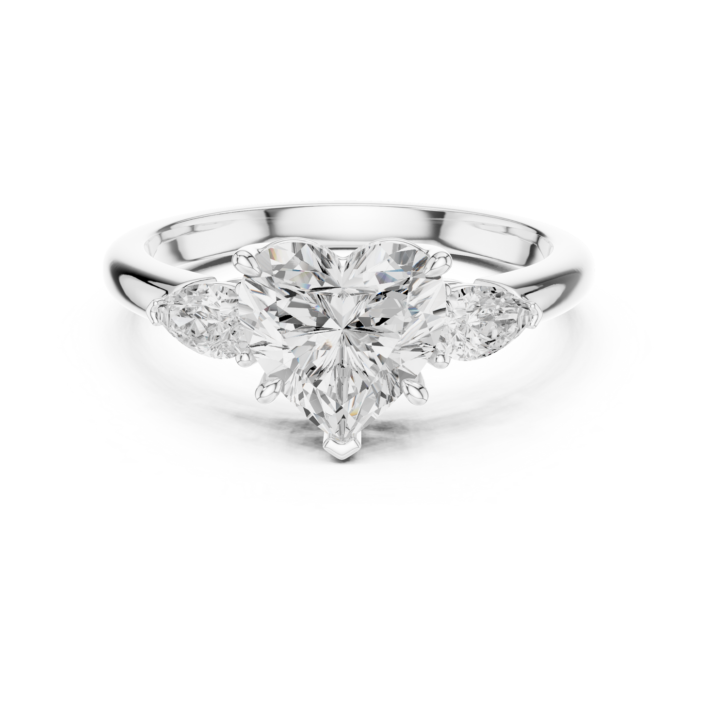 Heart Shape Three Stone Diamond Engagement Ring 2.5 CTW