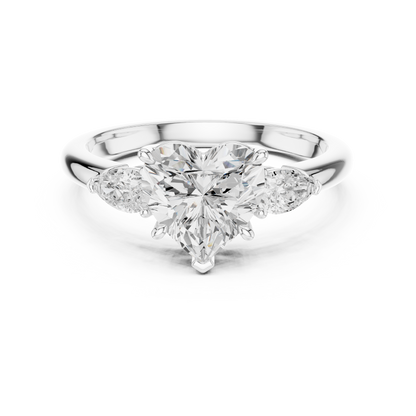 Heart Shape Three Stone Diamond Engagement Ring 2.5 CTW