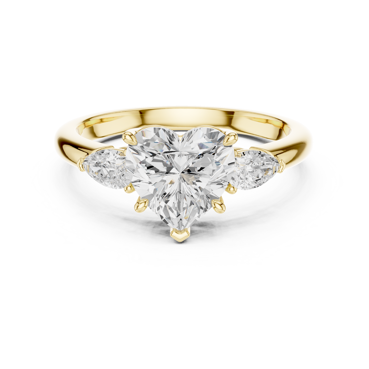 Heart Shape Three Stone Diamond Engagement Ring 2.5 CTW