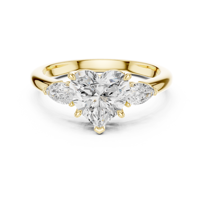 Heart Shape Three Stone Diamond Engagement Ring 2.5 CTW