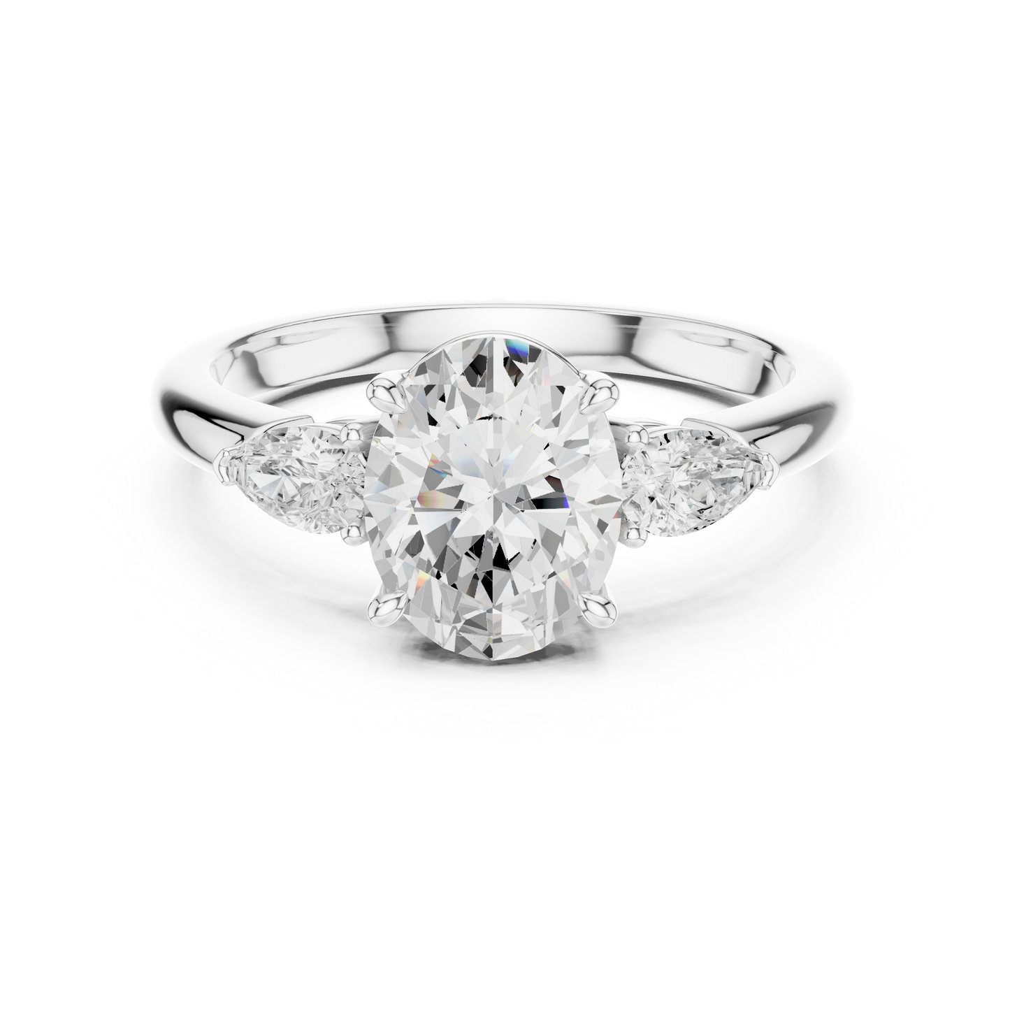 Oval Cut Three Stone Diamond Engagement Ring 2.5 CTW