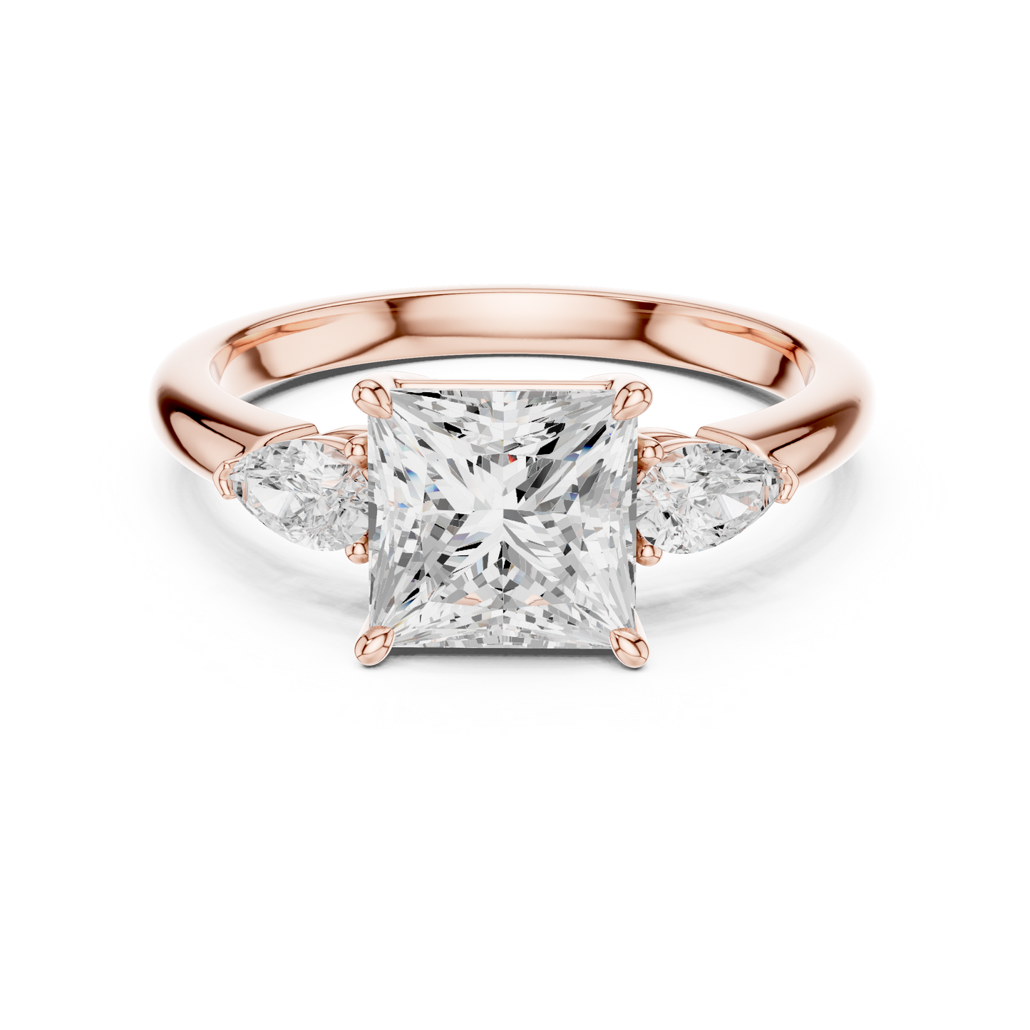 Princess Cut Three Stone Diamond Engagement Ring 2.5 CTW