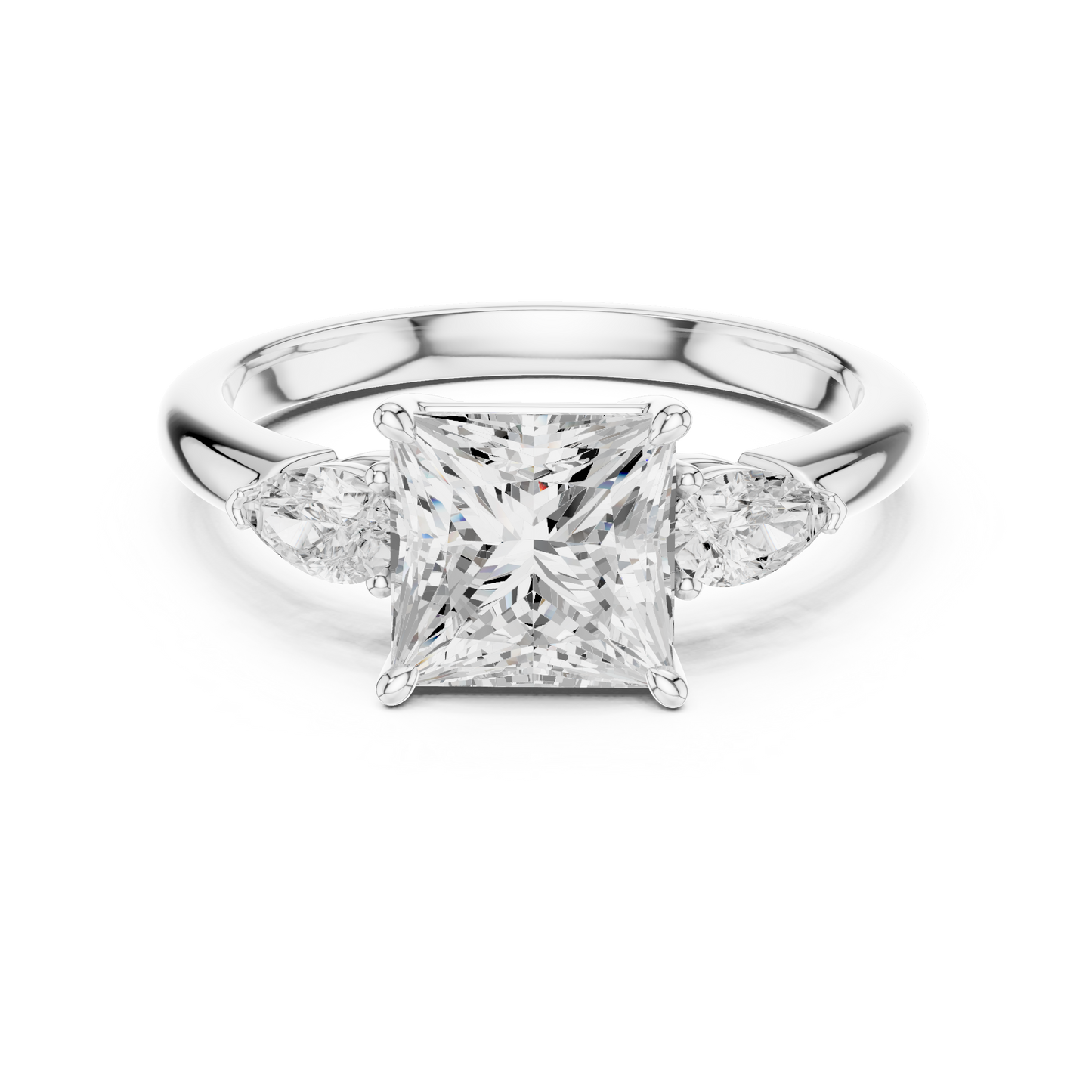 Princess Cut Three Stone Diamond Engagement Ring 2.5 CTW