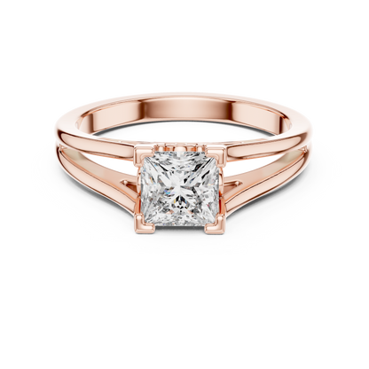 Princess Cut Split Shank Solitaire Engagement Ring 1 CTW