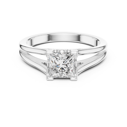 Princess Cut Split Shank Solitaire Engagement Ring 1 CTW