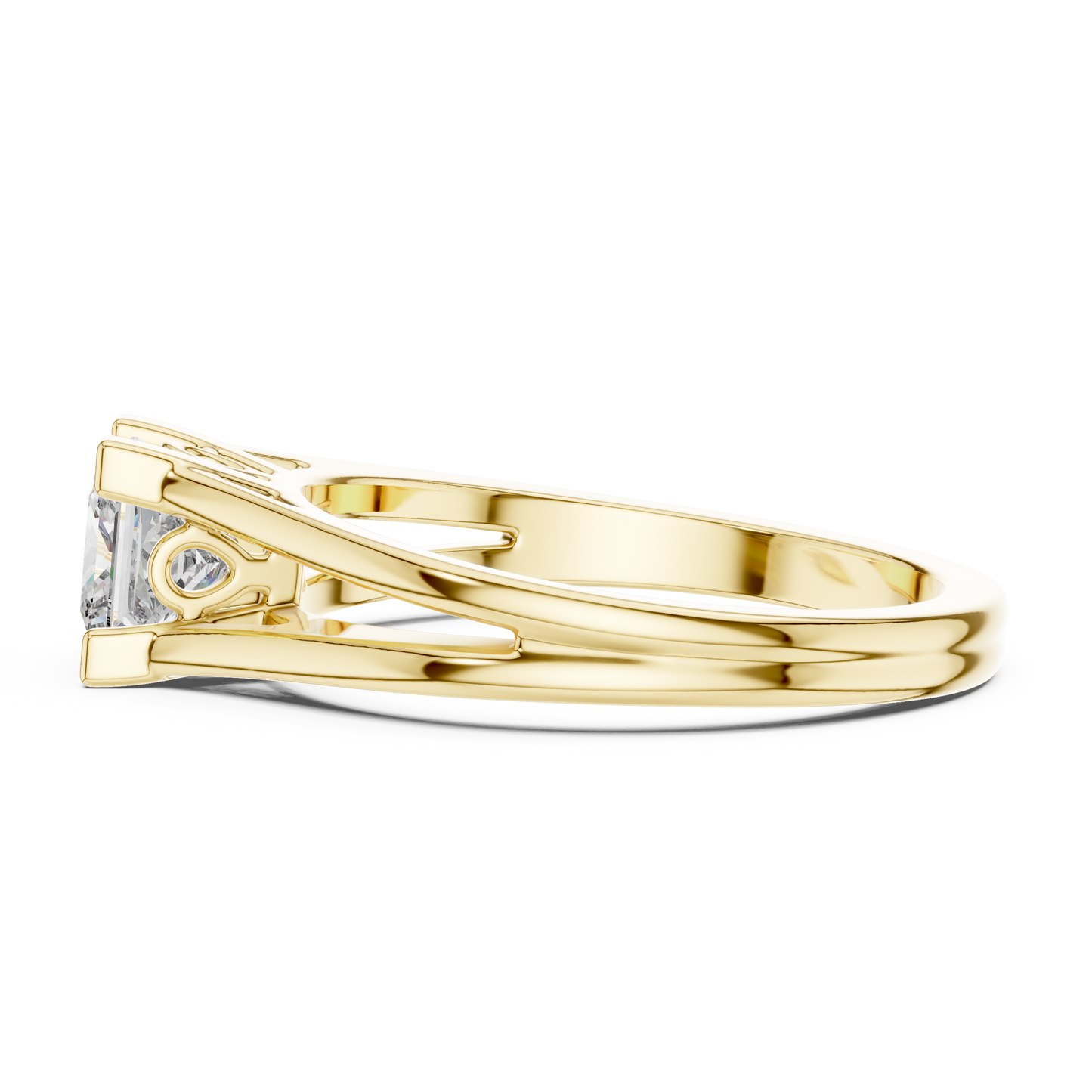 Princess Cut Split Shank Solitaire Engagement Ring 1 CTW