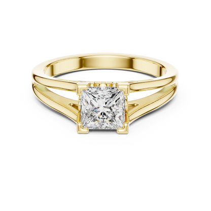 Princess Cut Split Shank Solitaire Engagement Ring 1 CTW